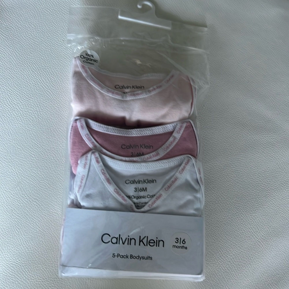 Open Package Calvin Klein Organic Baby 5 Pack Bodysuits